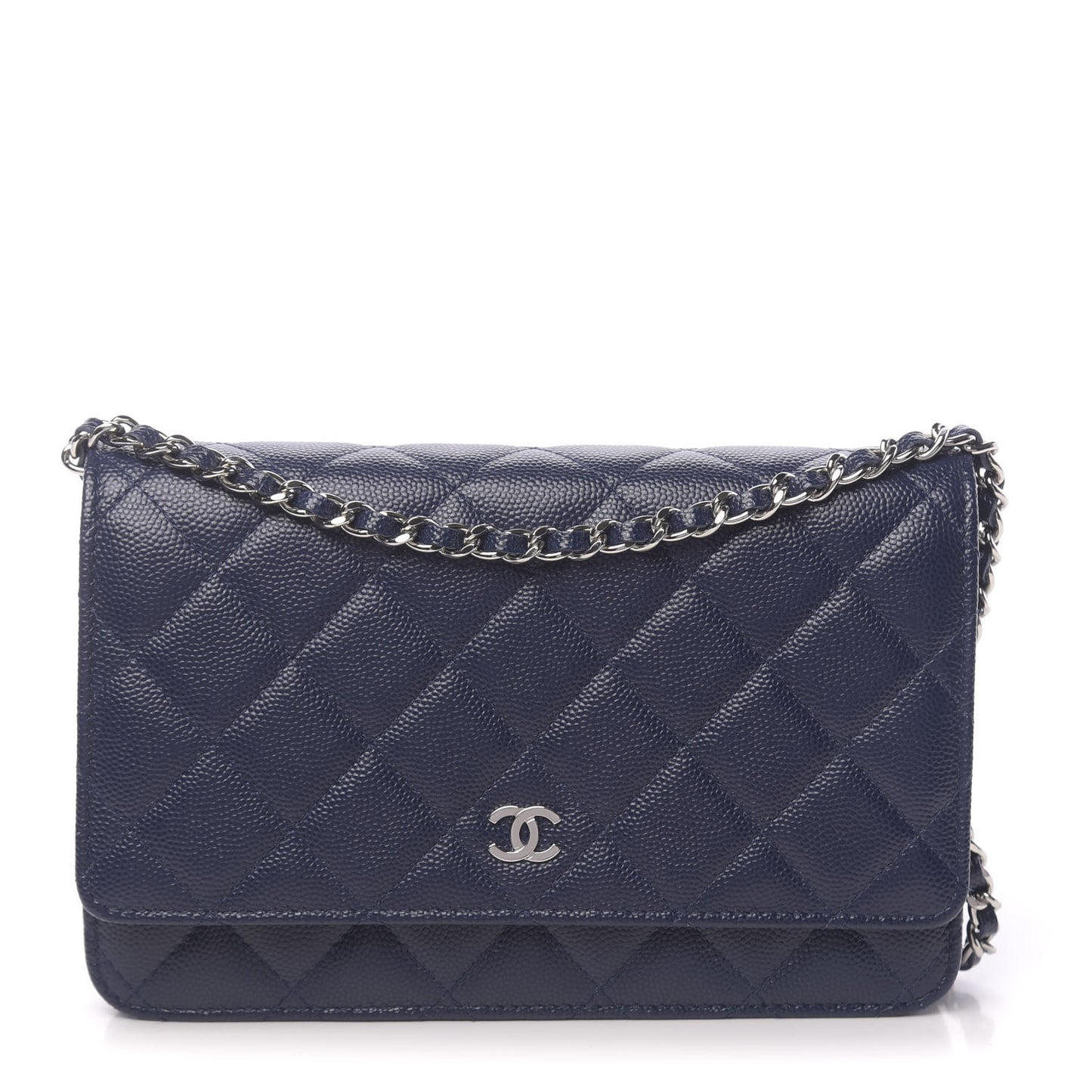 Caviar Quilted Wallet On Chain WOC Blue