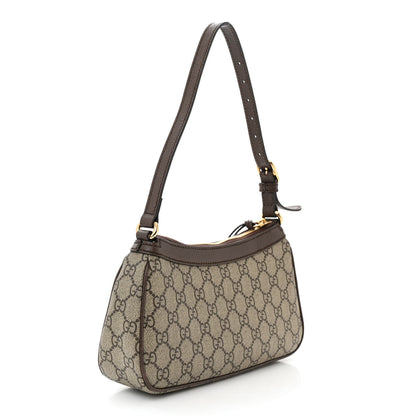 Gucci GG Supreme Monogram Textured Dollar Calfskin Small Ophidia Hobo Beige Ebony New Acero 3 of 11