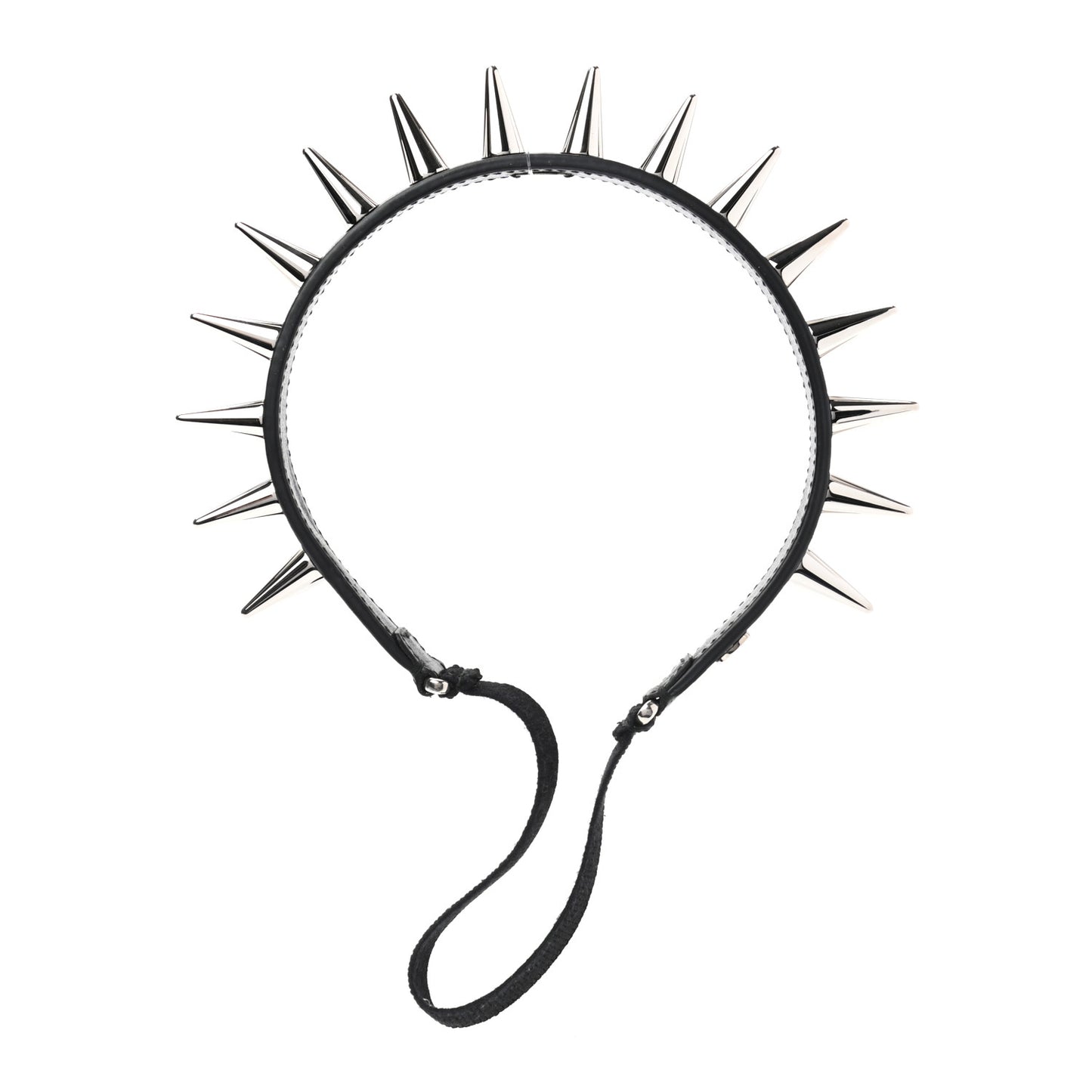 Calfskin Studs Elastic Headband Black