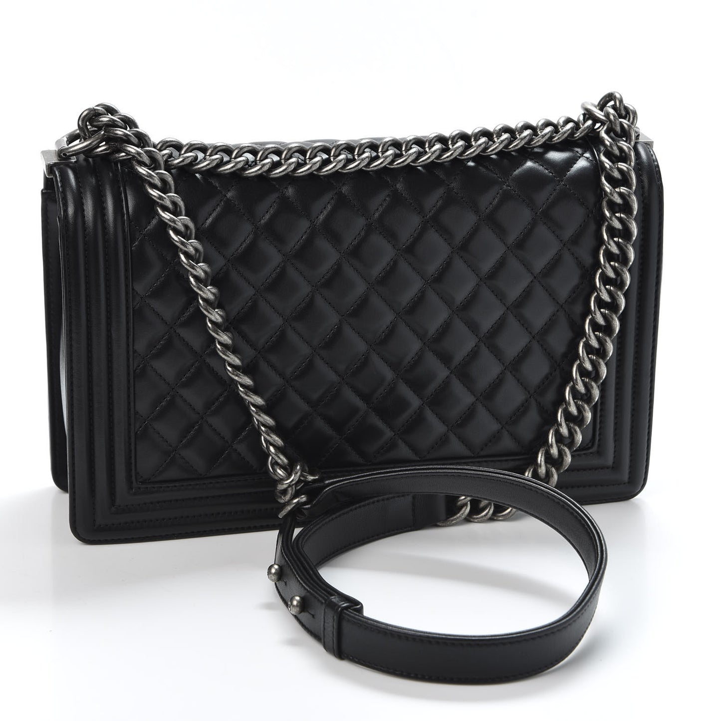 Lambskin Quilted New Medium Boy Flap Black
