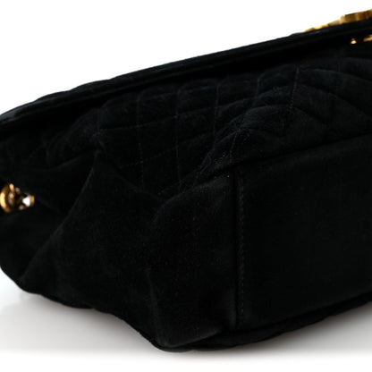 Saint Laurent Suede Mixed Matelasse Triquilt Large Monogram Envelope Satchel Black 8 of 9
