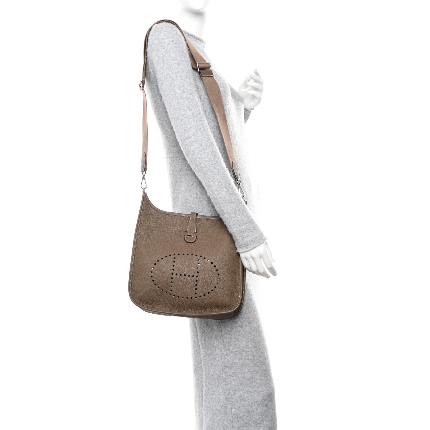 Hermes Taurillon Clemence Evelyne III PM Etoupe 2 of 12