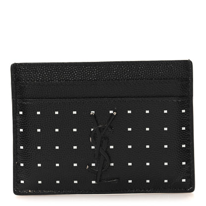 Saint Laurent Grain De Poudre Geo Print Monogram Credit Card Case Black White 1 of 8