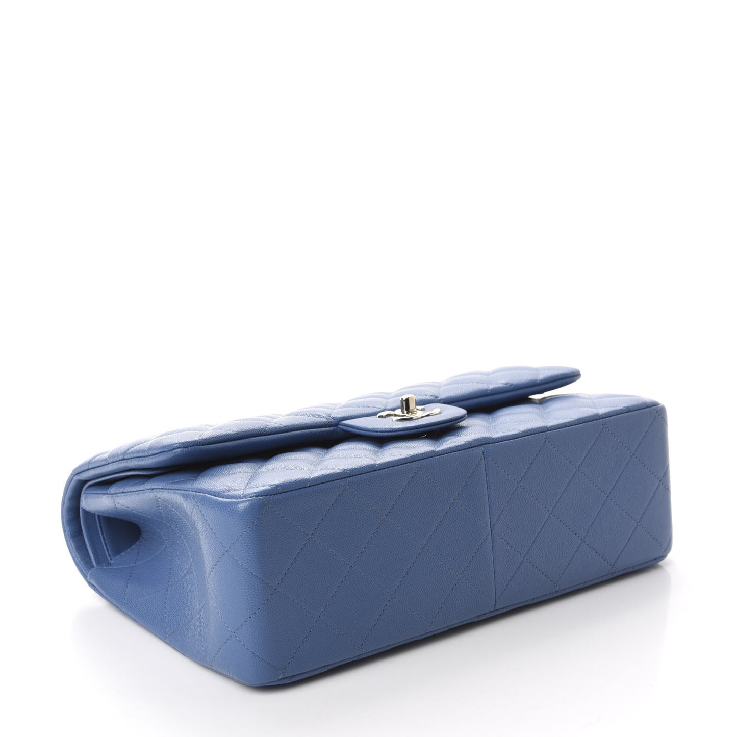 Caviar Quilted Jumbo Double Flap Blue