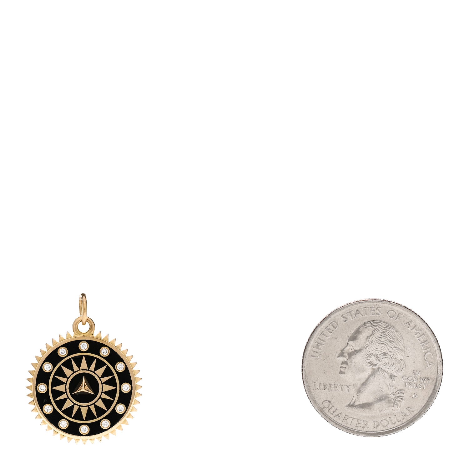 Foundrae 18K Yellow Gold Diamond Champleve Enamel Medium Pyramid Dream Medallion Pendant Black 2 of 3