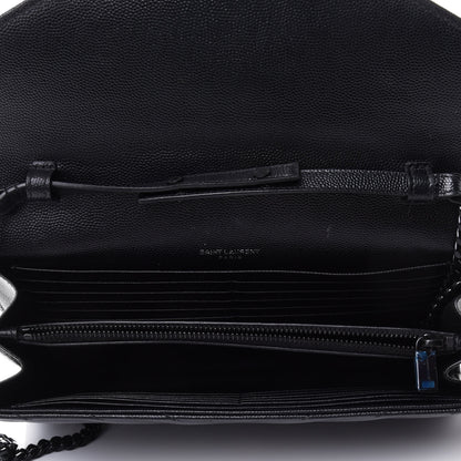 Saint Laurent Grain De Poudre Matelasse Chevron Monogram Chain Wallet Black 4 of 4