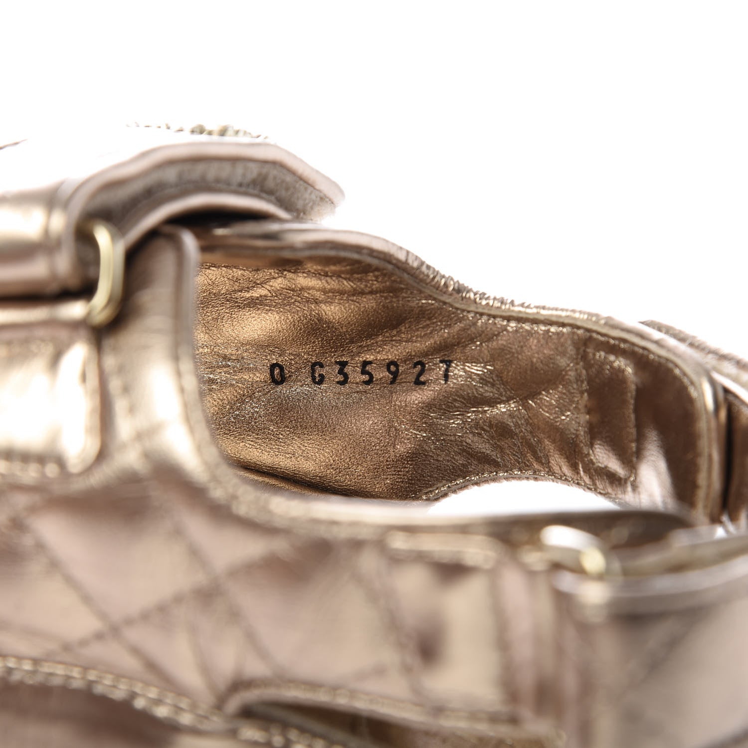 Chanel Iridescent Lambskin Quilted Velcro Dad Sandals 38 Light Bronze 9 of 10