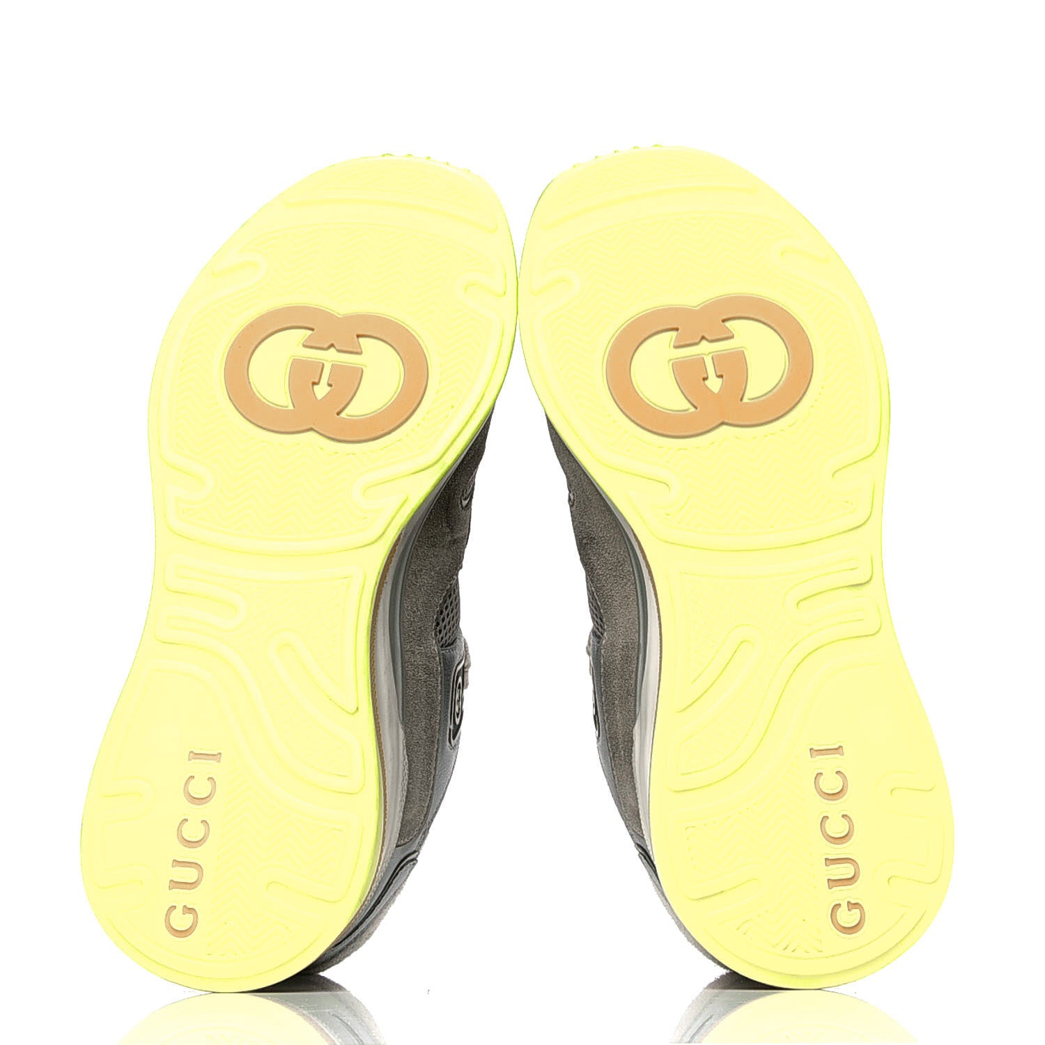 Gucci Metallic Calfskin Suede Mens Ultrapace Sneakers 8 Silver Oatmeal 4 of 5