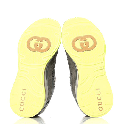 Gucci Metallic Calfskin Suede Mens Ultrapace Sneakers 8 Silver Oatmeal 4 of 5