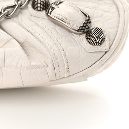 Balenciaga Extra Supple Calfskin Crocodile Embossed Le Cagole Mini Purse With Chain White 18 of 18