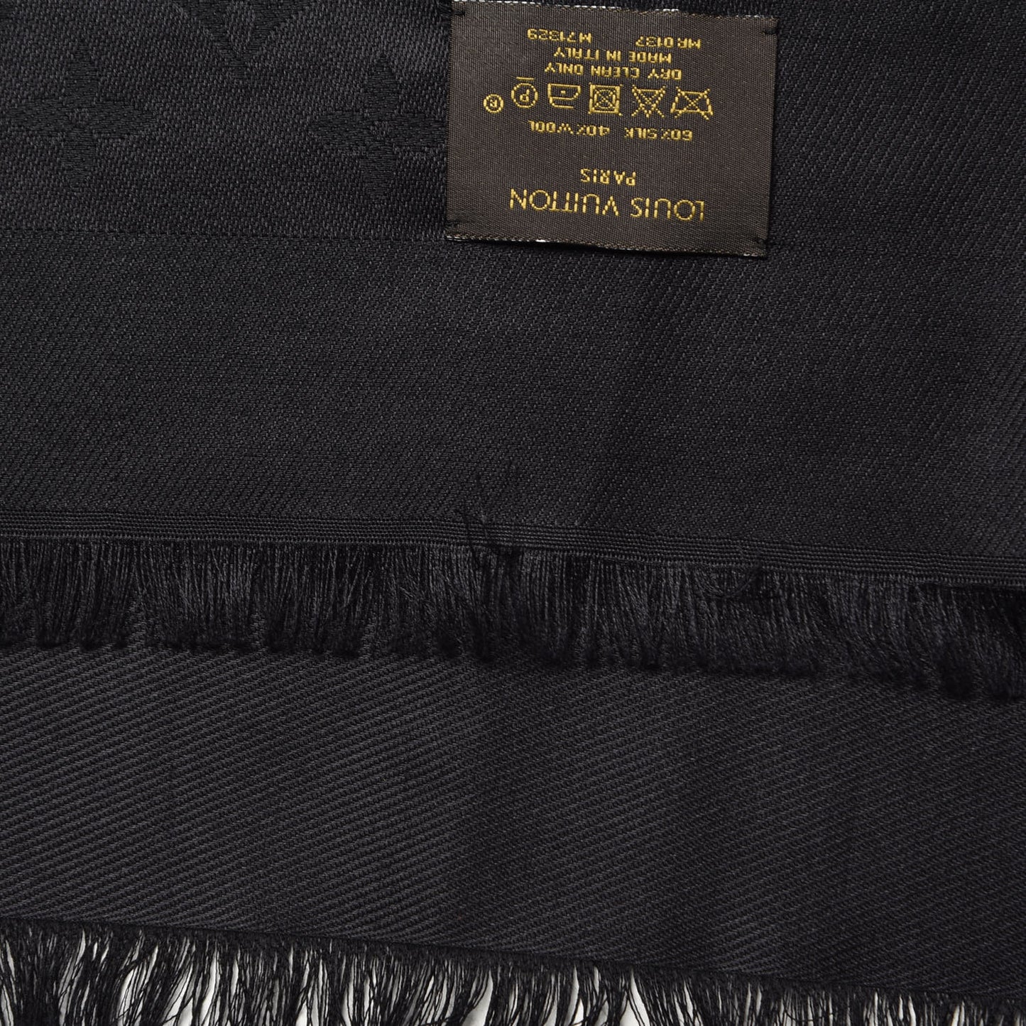 Silk Wool Monogram Shawl Black