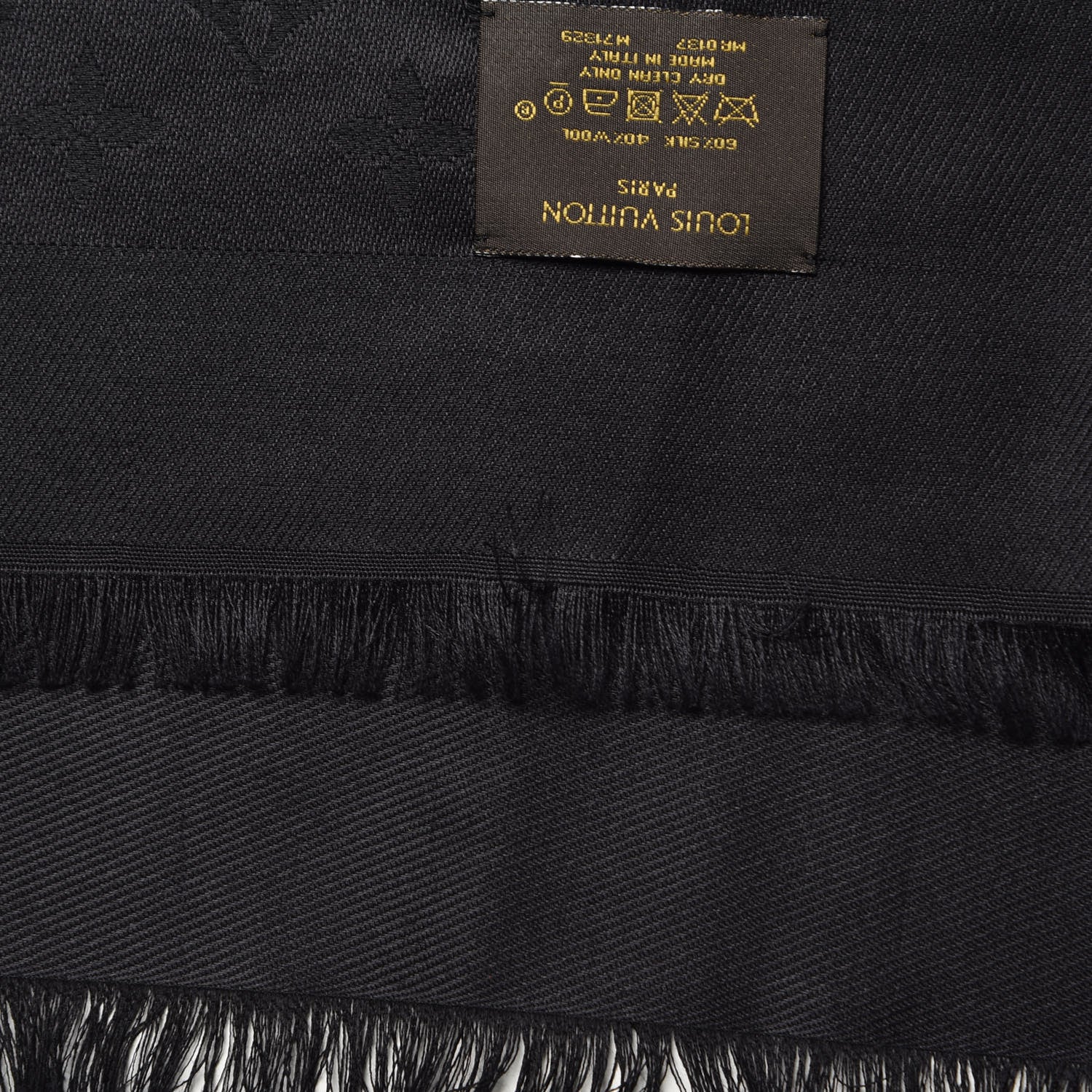 Louis Vuitton Silk Wool Monogram Shawl Black 5 of 6