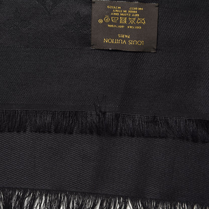 Louis Vuitton Silk Wool Monogram Shawl Black 5 of 6
