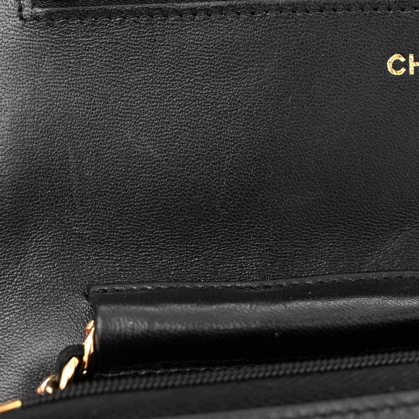 Lambskin Quilted Wallet On Chain WOC Black