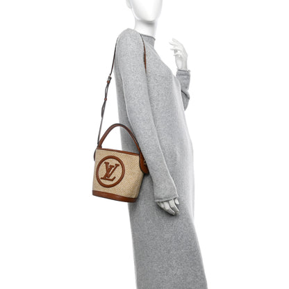 Louis Vuitton Kitted Raffia Petit Bucket Caramel 2 of 9