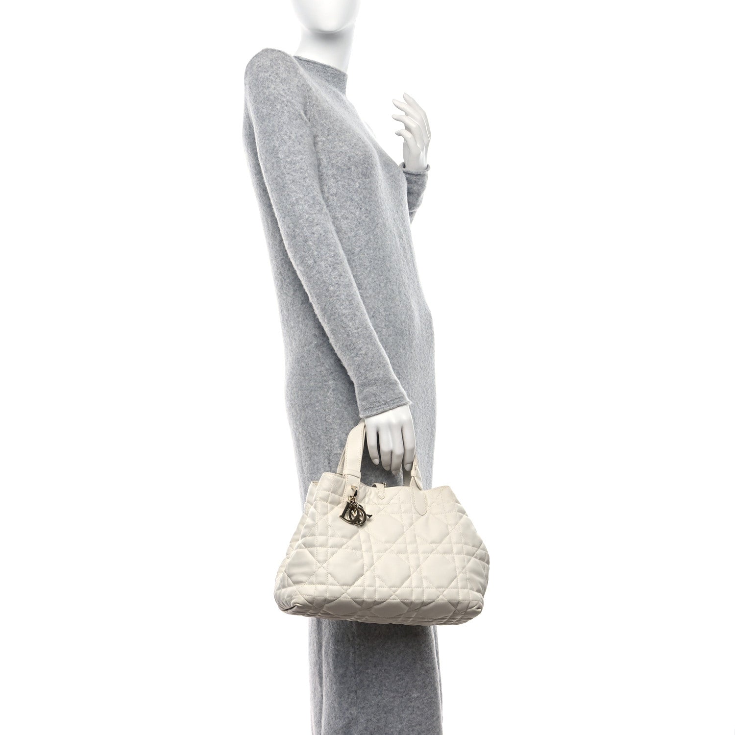 Christian Dior Calfskin Macrocannage Medium Toujours White White 2 of 14