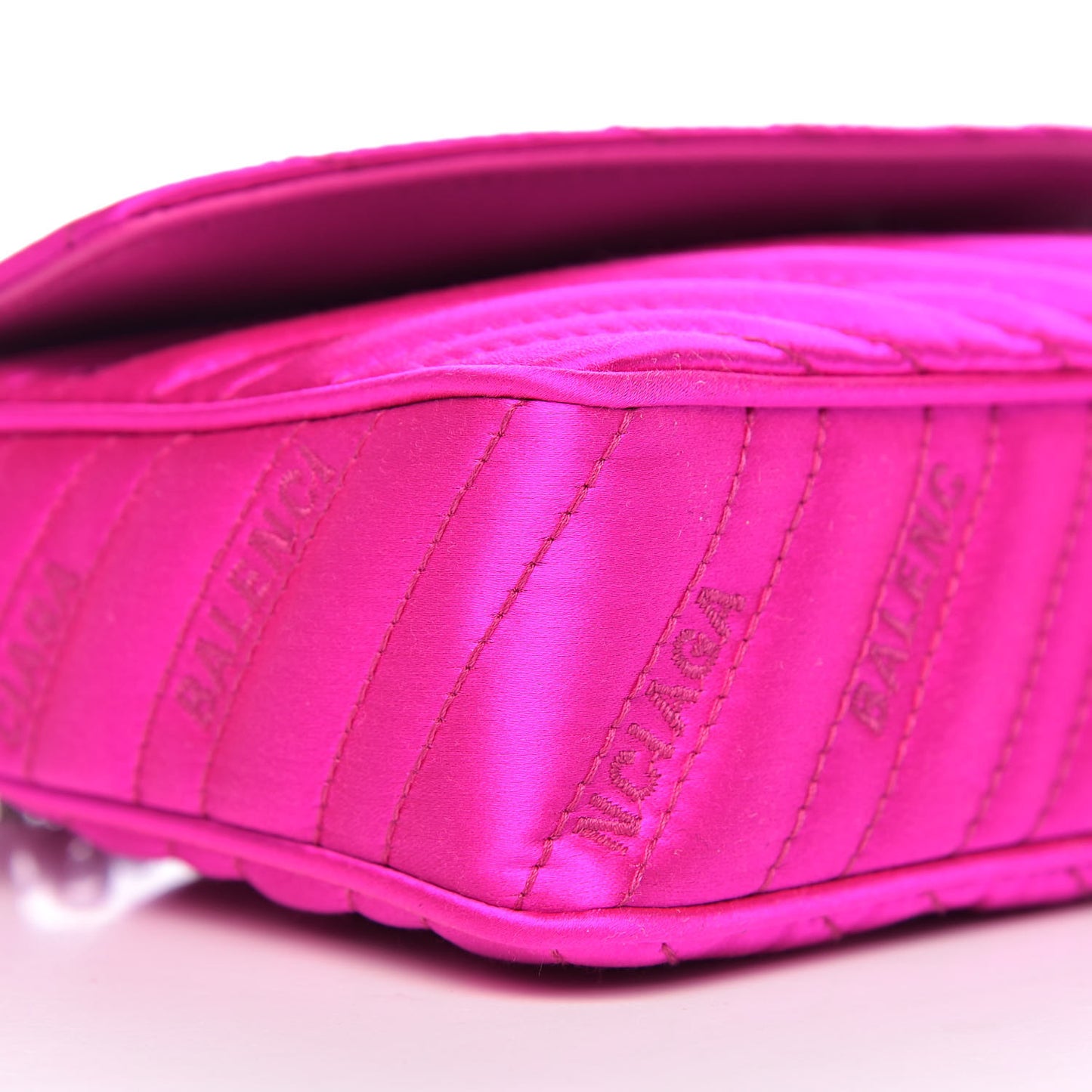 Satin Jacquard Logo Matelasse BB Chain Wallet Fuchsia