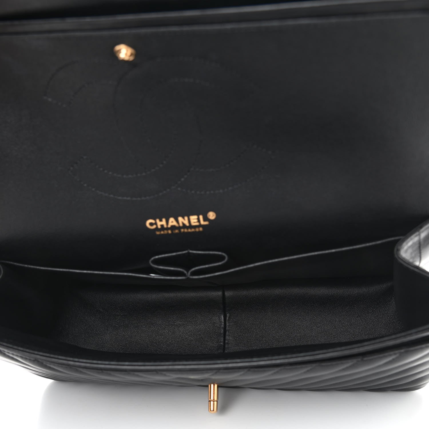 Chanel Lambskin Chevron Quilted Jumbo Double Flap Black 5 of 10