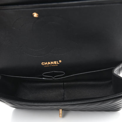 Chanel Lambskin Chevron Quilted Jumbo Double Flap Black 5 of 10