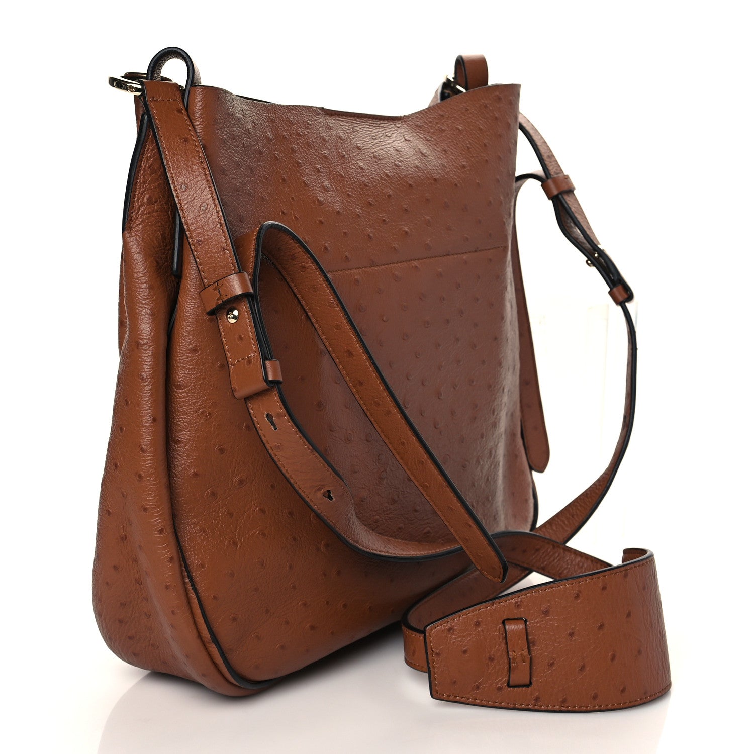 Salvatore Ferragamo Ostrich Reverse Hobo Brown 3 of 9