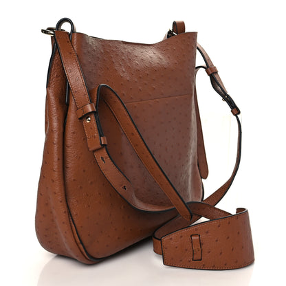 Salvatore Ferragamo Ostrich Reverse Hobo Brown 3 of 9