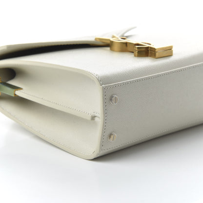 Saint Laurent Grain de Poudre Mini Classic Monogram Cassandra Top Handle Vintage White 6 of 9