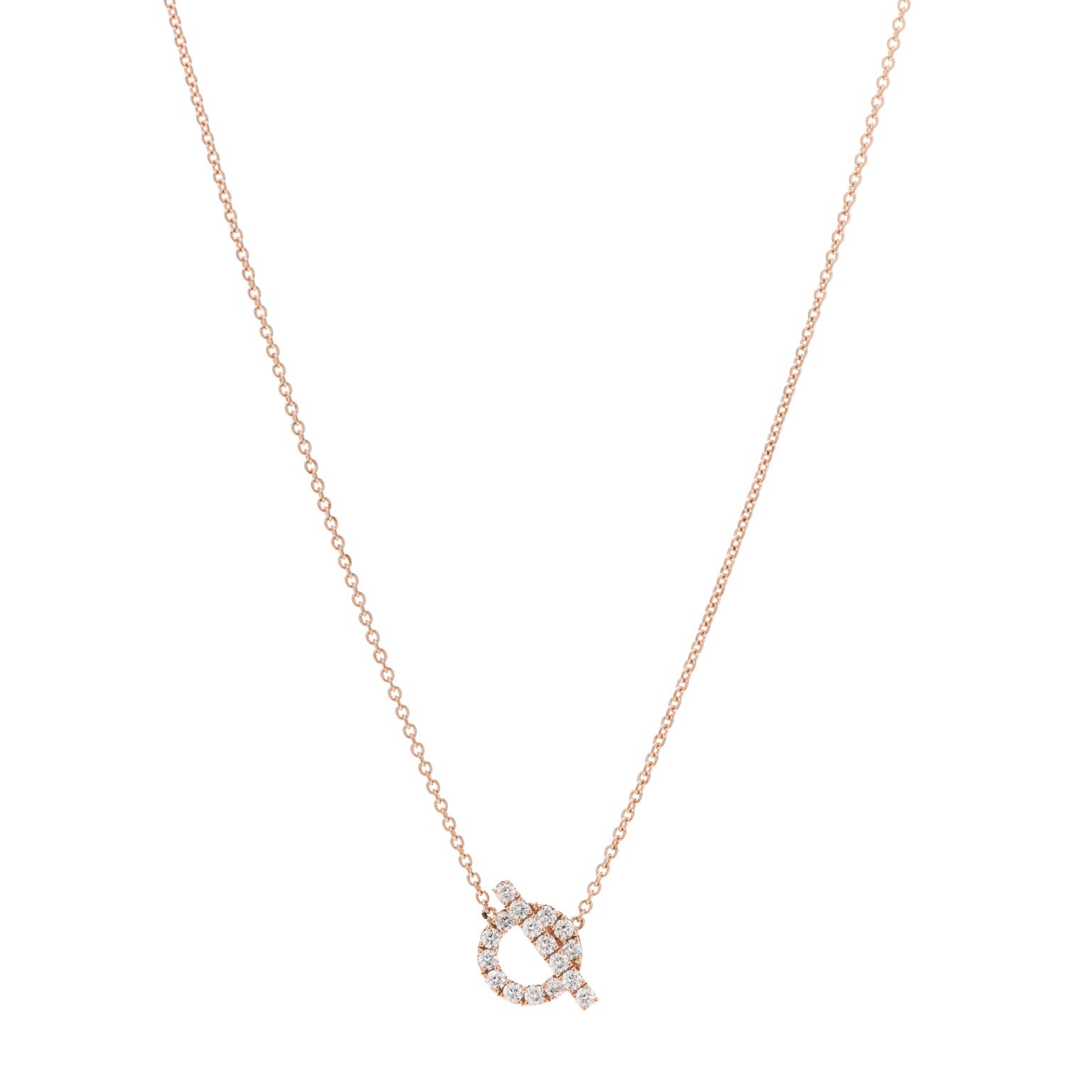 Hermes 18K Rose Gold Diamond Finesse Pendant Necklace 1 of 5
