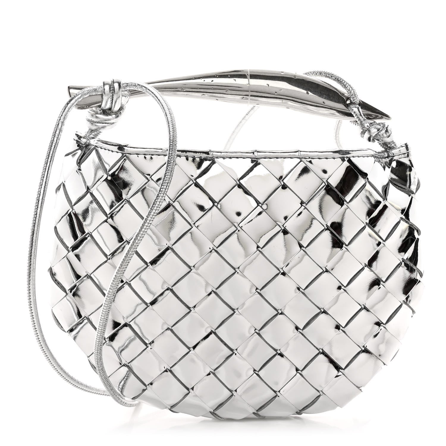 Bottega Veneta Mirror Laminated Nappa Intrecciato Mini Sardine Bag Silver 1 of 9