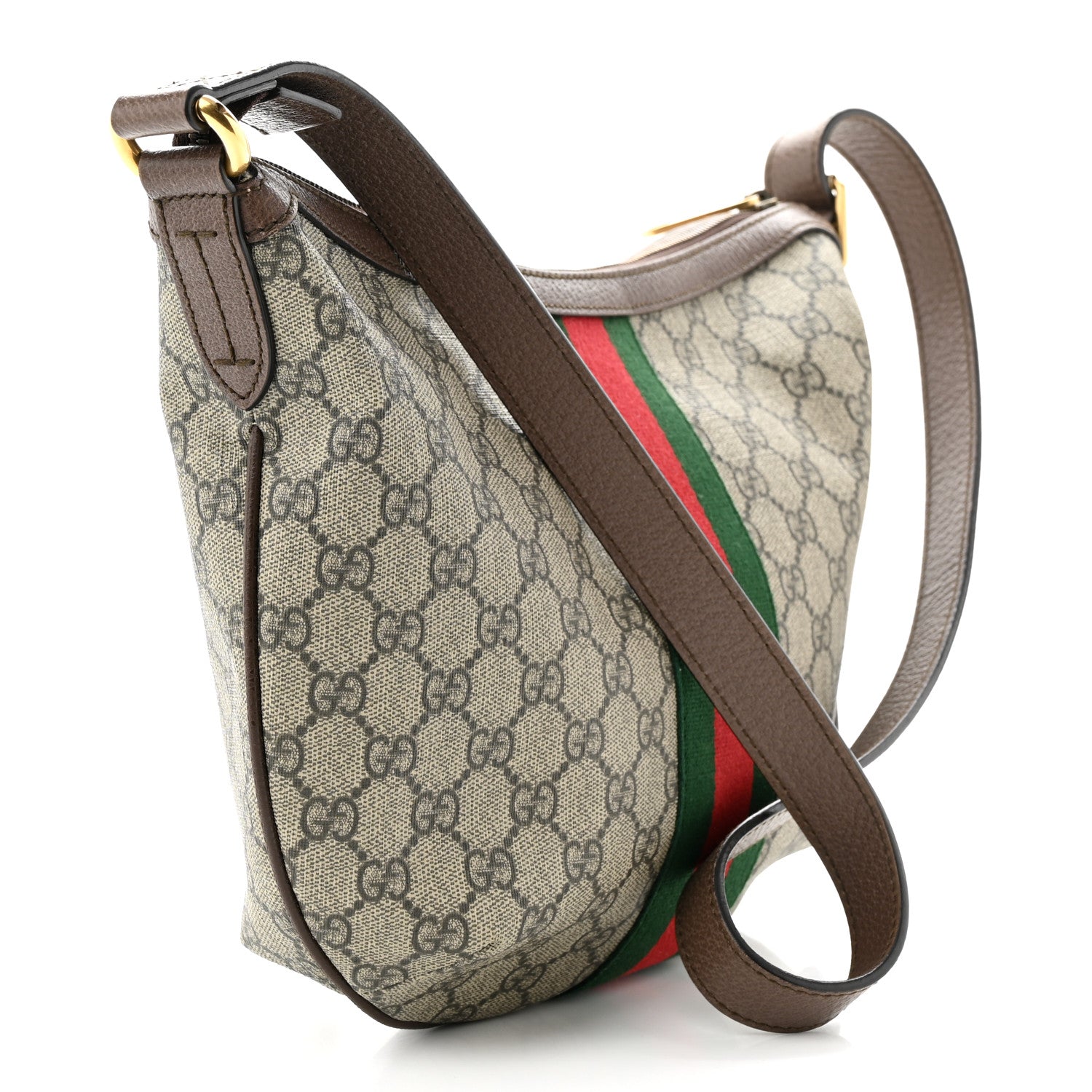 Gucci GG Supreme Monogram Web Small Ophidia Half Moon Hobo Brown 3 of 10