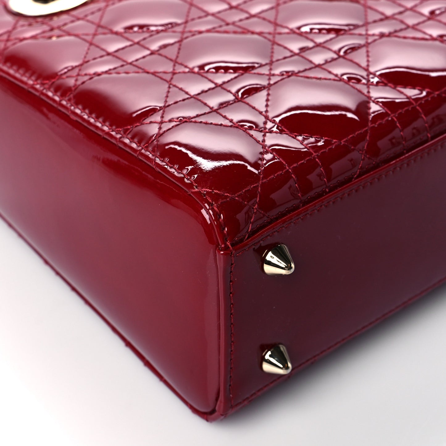 Patent Cannage Small Lady Dior Cherry Red