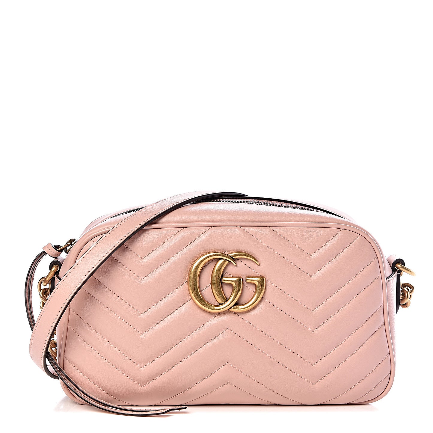 Calfskin Matelasse Small GG Marmont Chain Shoulder Bag Perfect Pink