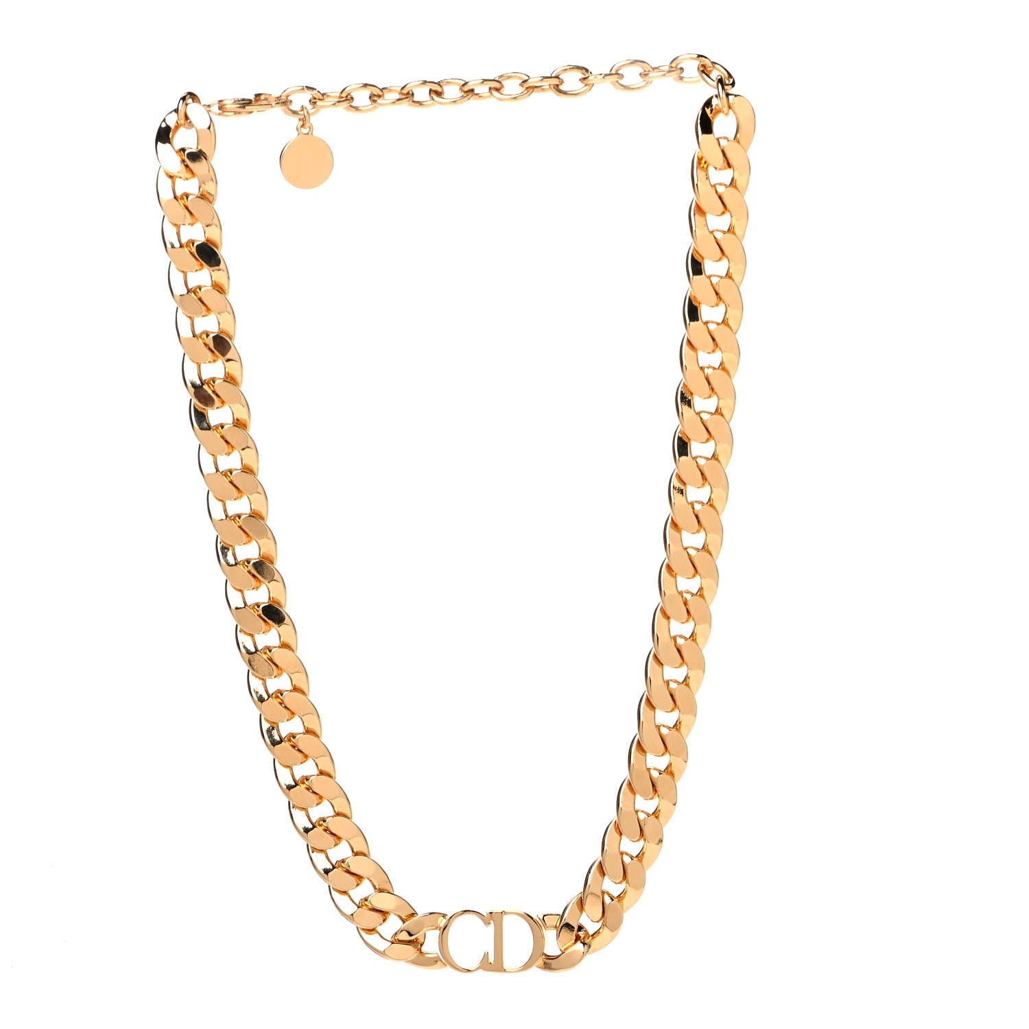 Christian Dior Metal Danseuse Etoile Chain Choker Necklace Gold 1 of 3