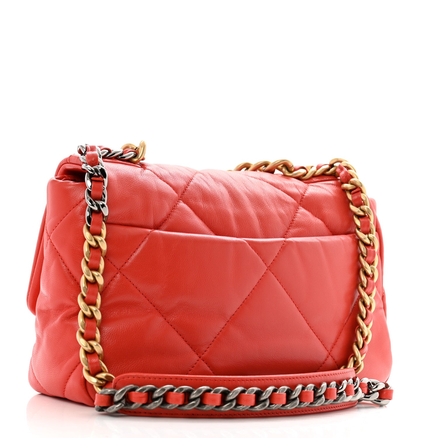 Chanel Goatskin Quilted Medium Chanel 19 Flap Orange 3 of 10