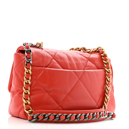 Chanel Goatskin Quilted Medium Chanel 19 Flap Orange 3 of 10