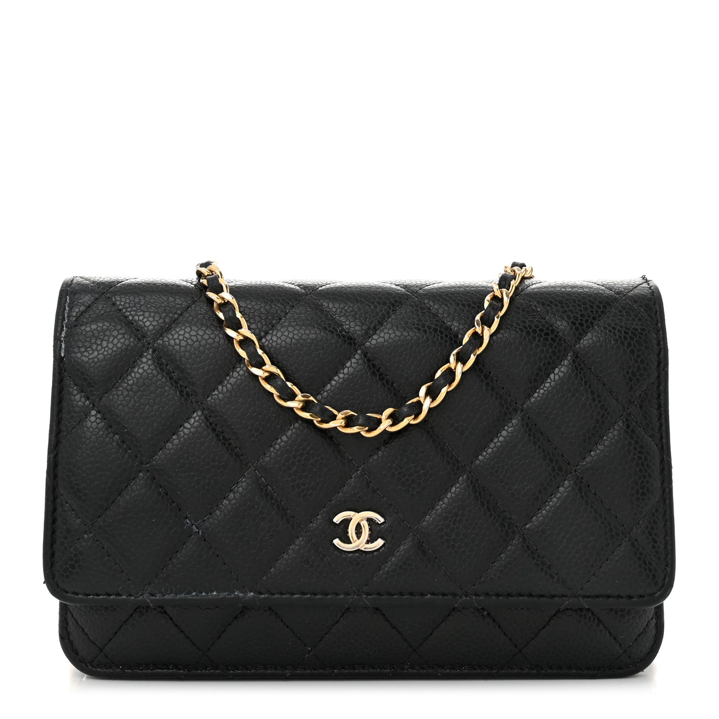 Caviar Quilted Wallet on Chain WOC Black