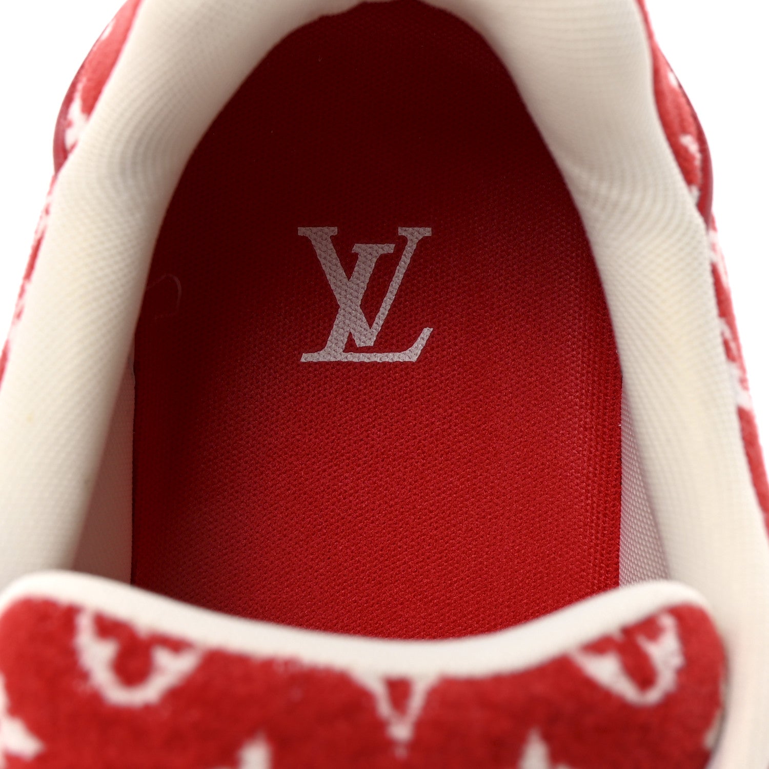Louis Vuitton Jacquard Velvet Monogram Mens LV Trainer Sneakers 8 Red 15 of 20