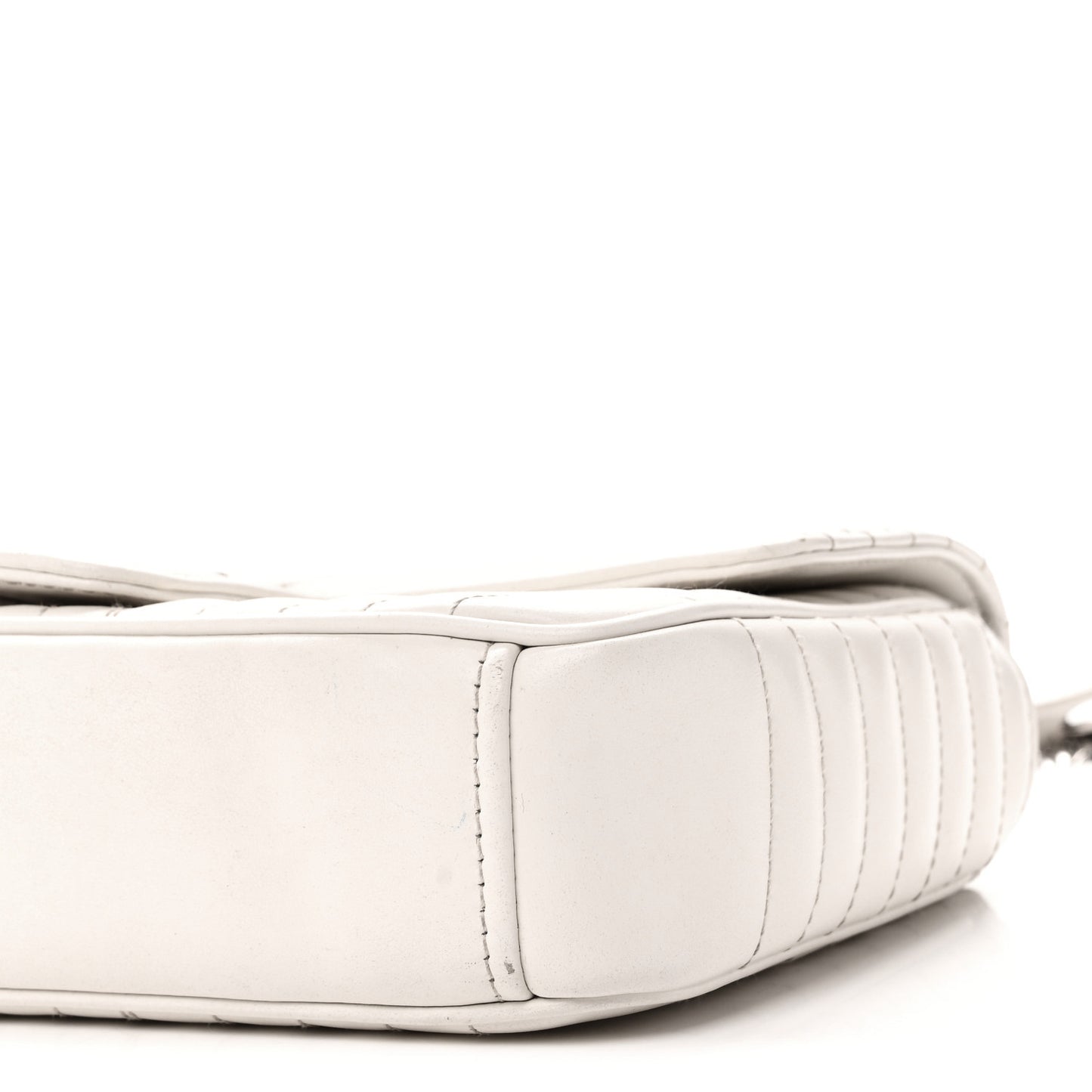Soft Calfskin Impunture Diagramme Medium Chain Flap Shoulder Bag White