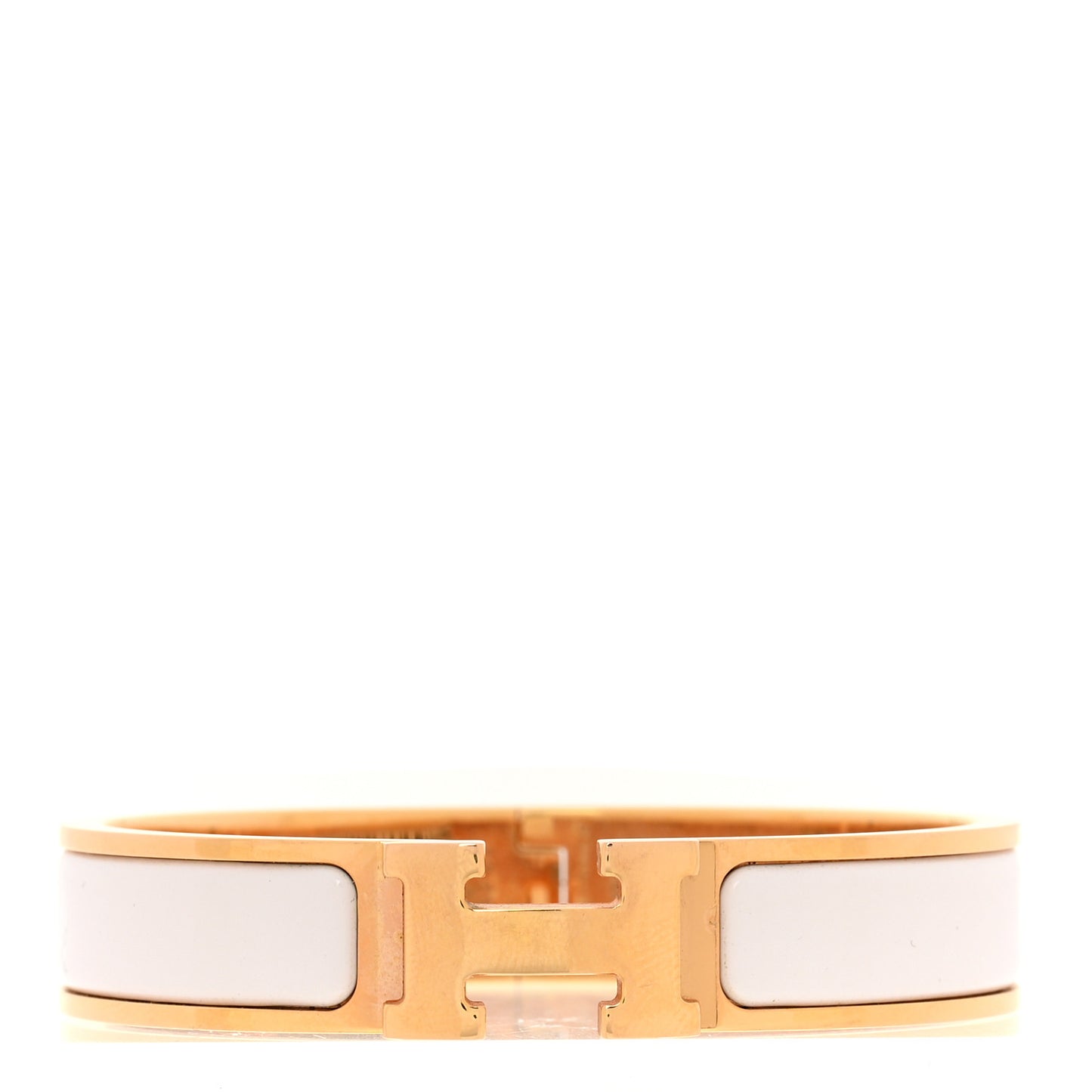 Enamel Narrow Clic Clac H Bracelet PM White