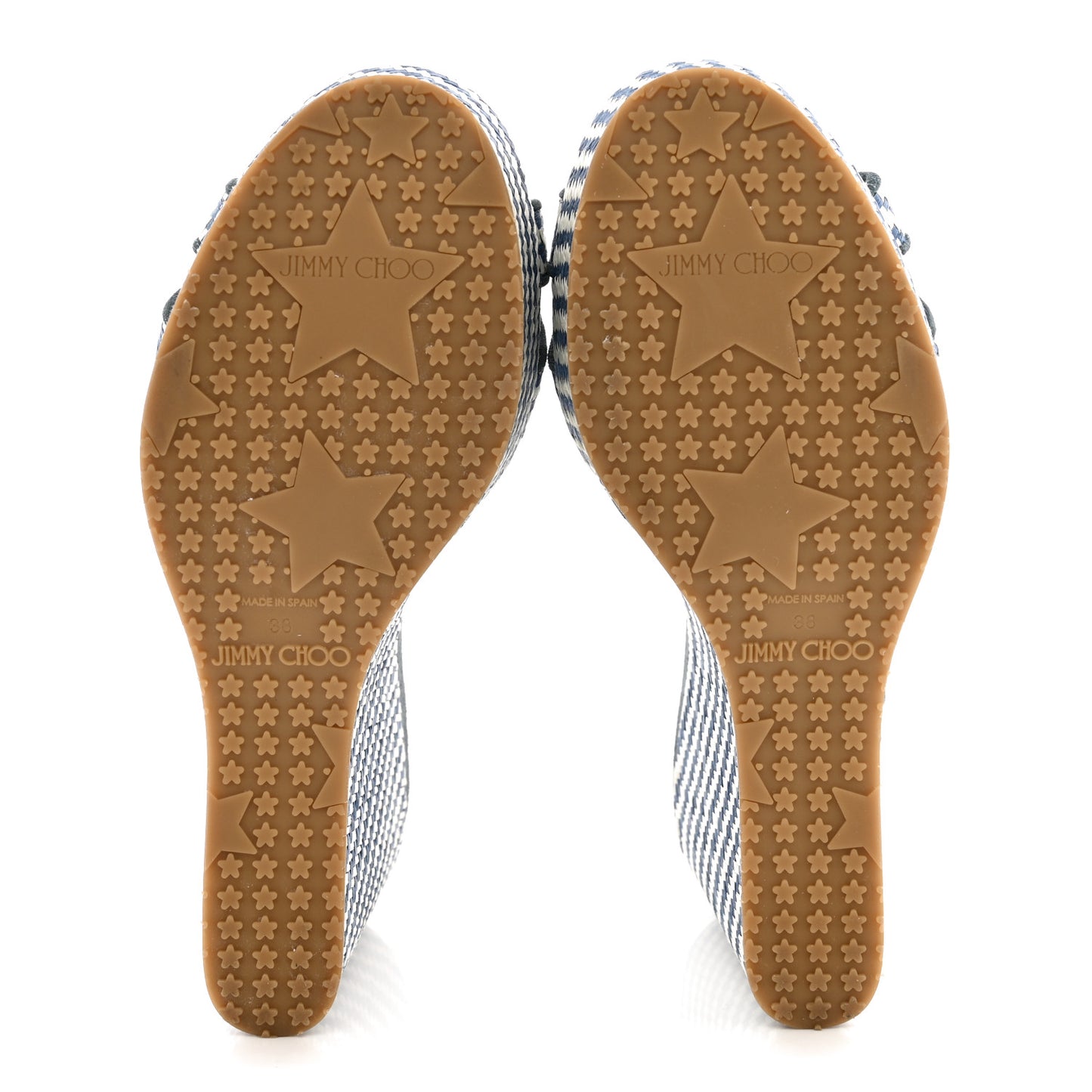 Woven Raffia Stripe Parker Wedge Sandals 38 Dusk Blue