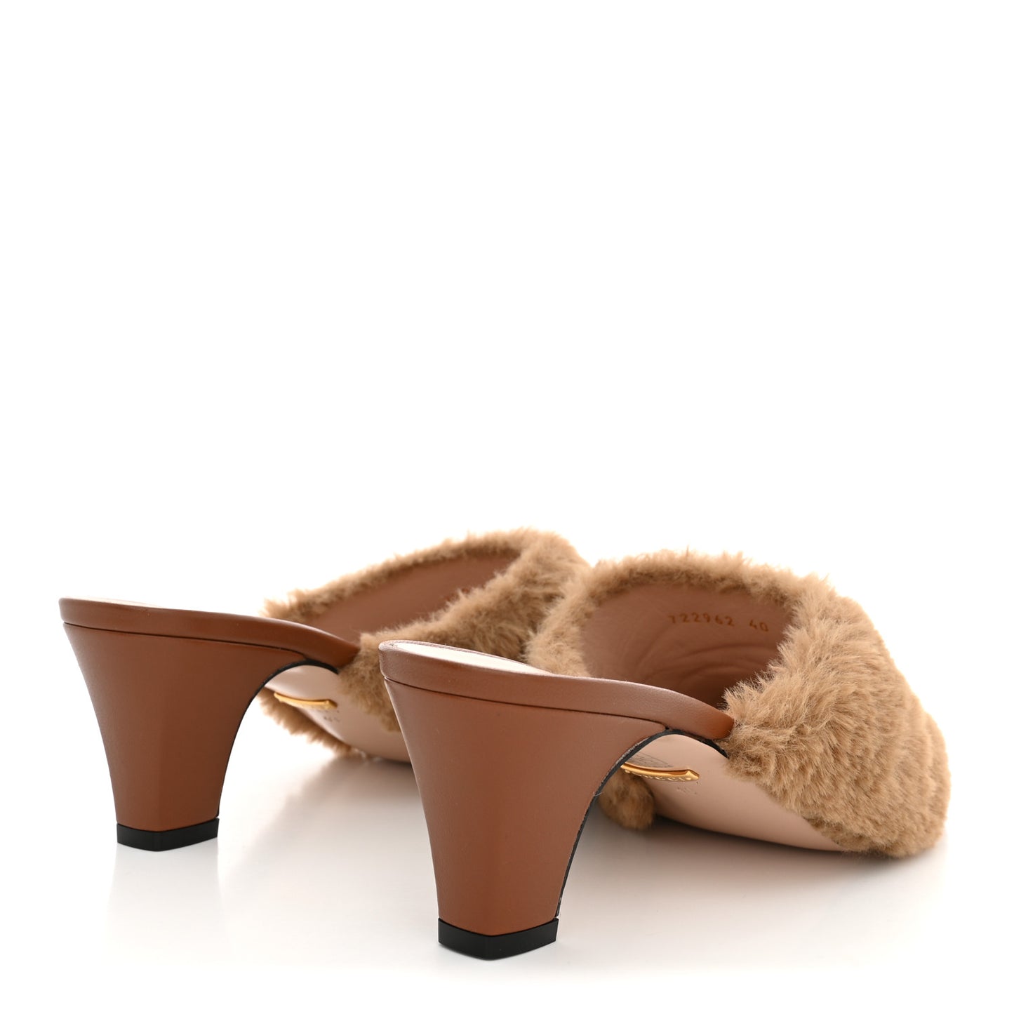 X DANS LE VERT Faux Fur Horsebit Mules 37 Brown