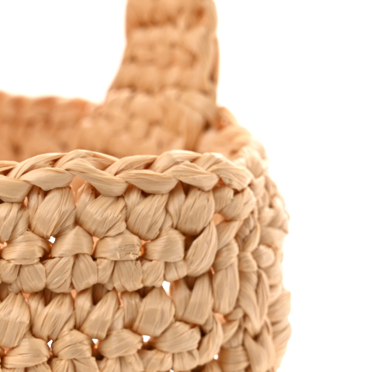 Prada Yarn Raffia Effect Crochet Logo Embroidered Small Tote Bag Naturale 10 of 12