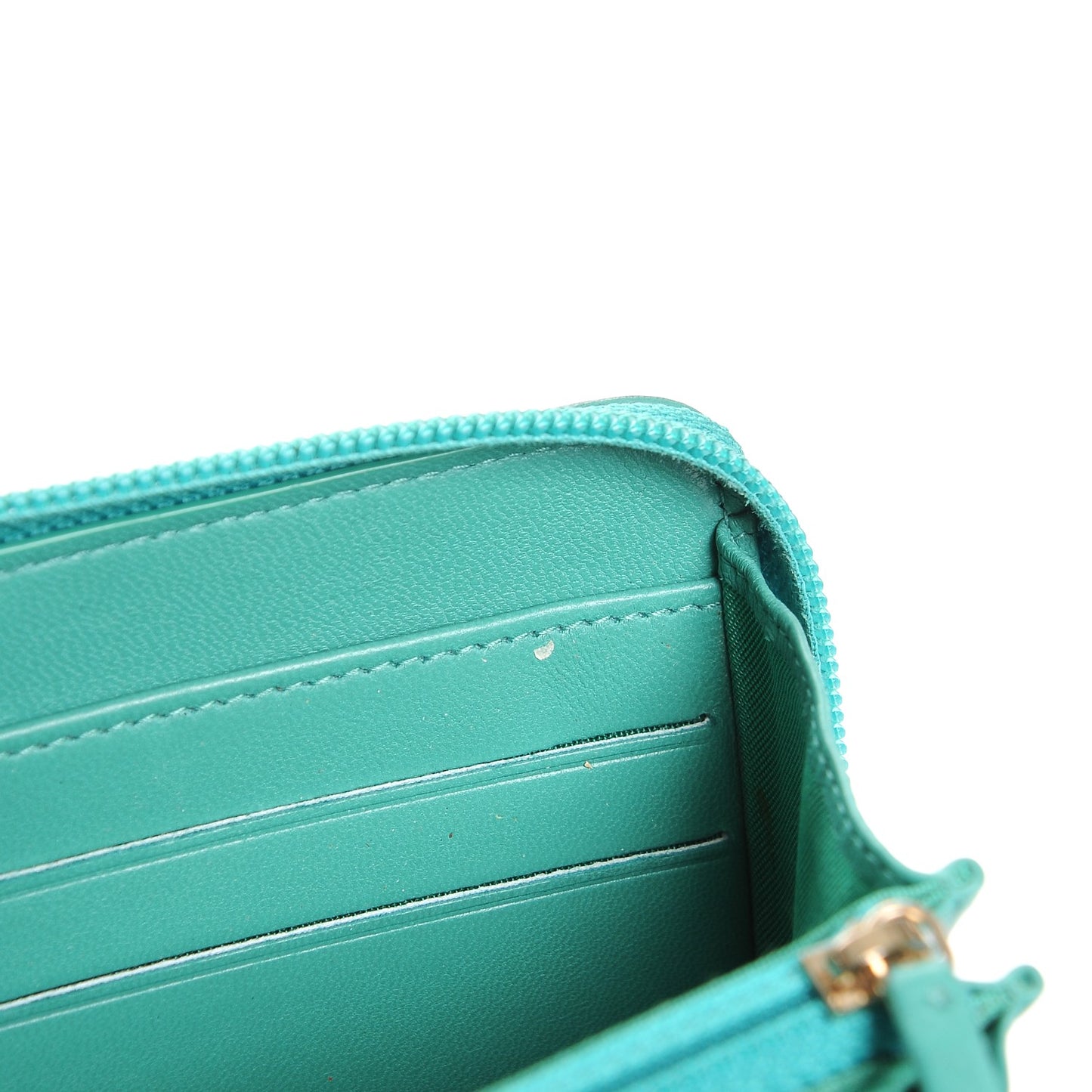 Lambskin Quilted Boy Zip Around Wallet Green