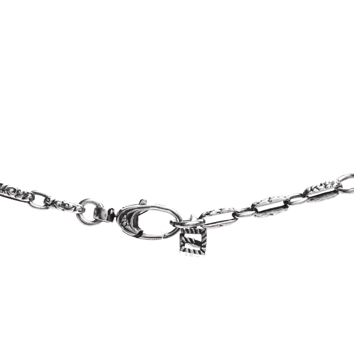 Sterling Silver Rock Crystal Textured G-Cube Pendant Necklace