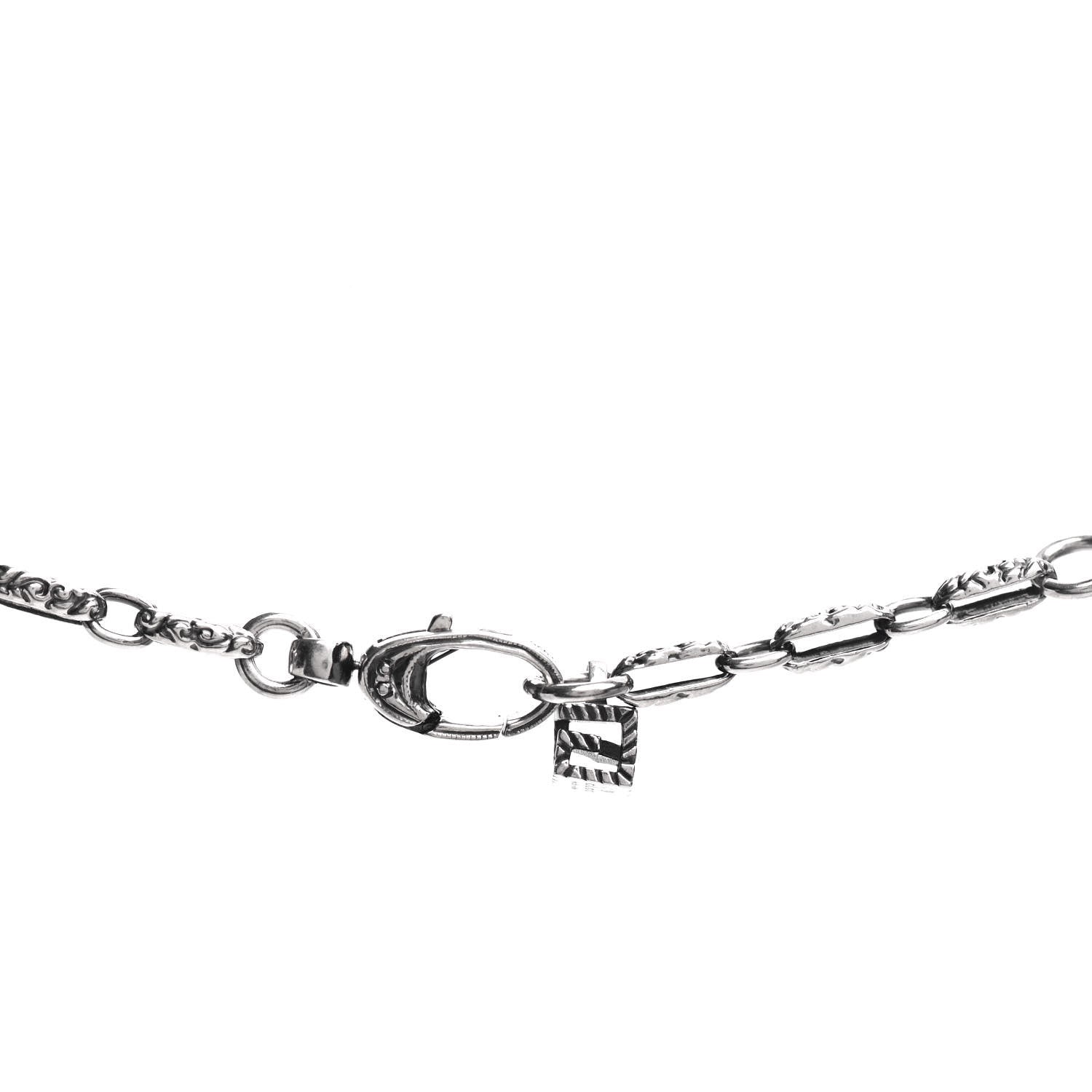 Gucci Sterling Silver Rock Crystal Textured G-Cube Pendant Necklace 4 of 5