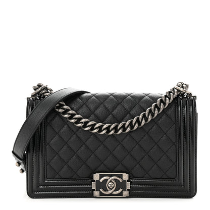 Chanel Goatskin Quilted Patent Medium Duo Boy Flap Black 1 of 12