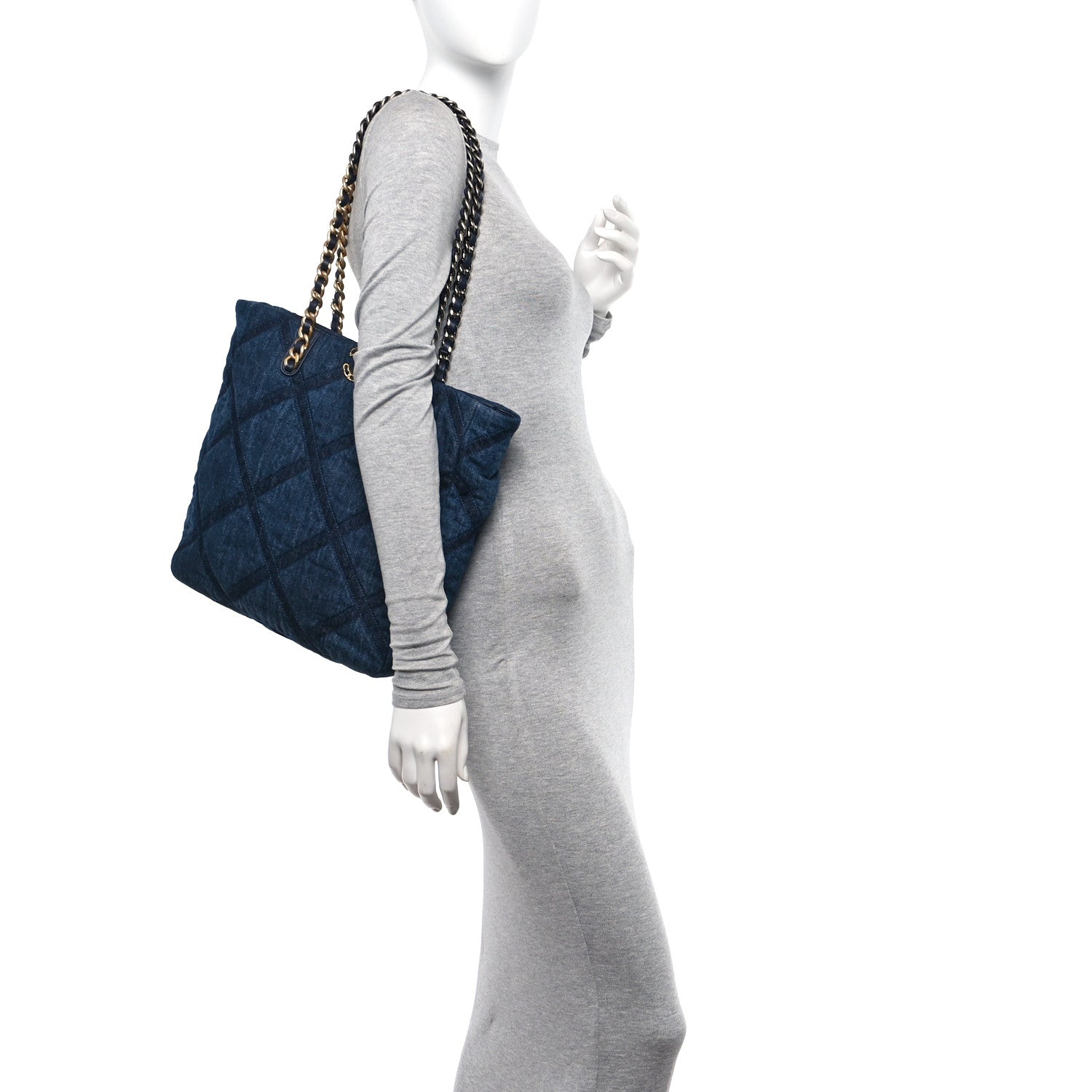 Chanel Denim Quilted Chanel 19 North South Shopping Bag Blue 2 of 11