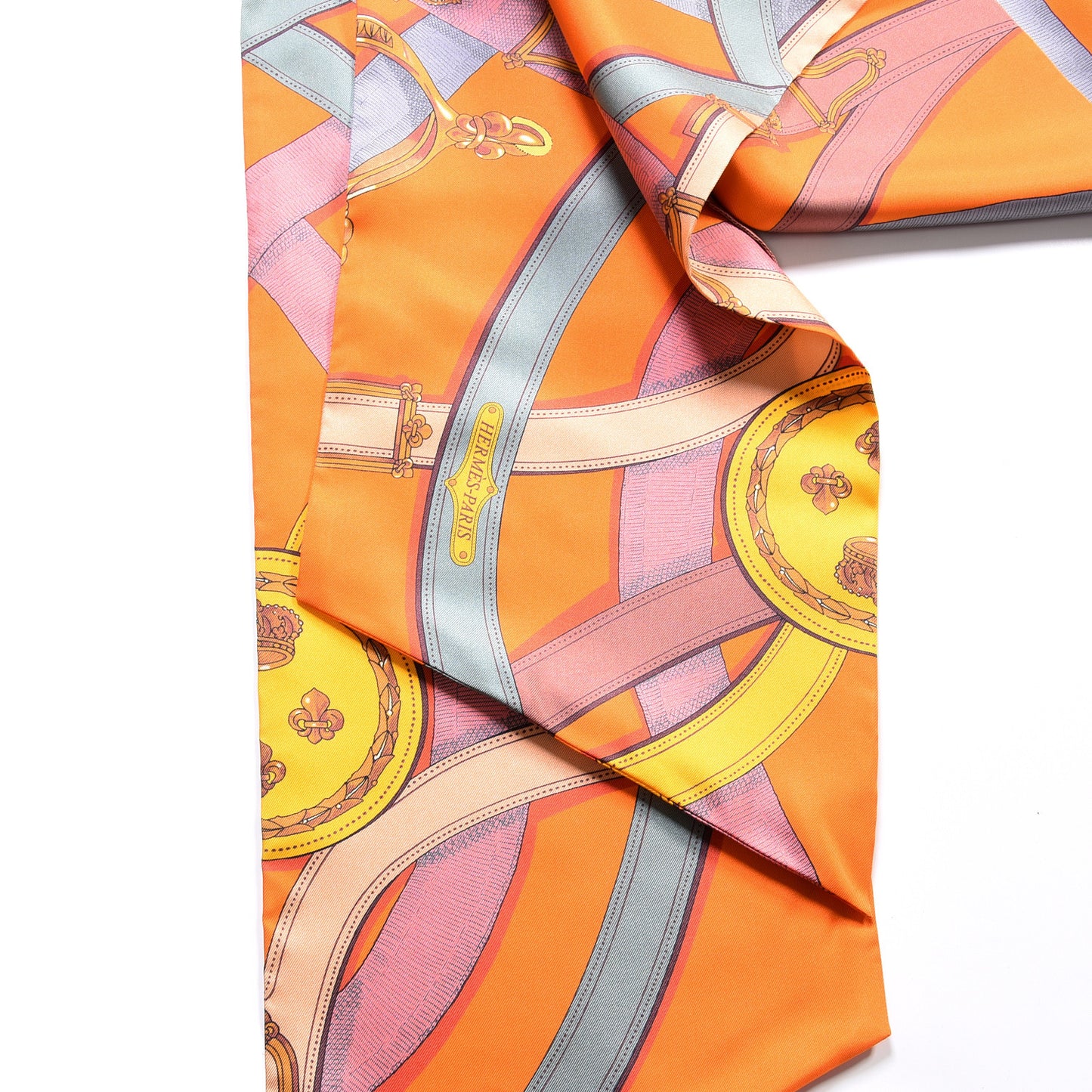 Silk Cavalcadour Maxi Twilly Orange Argile Bouton D'Or