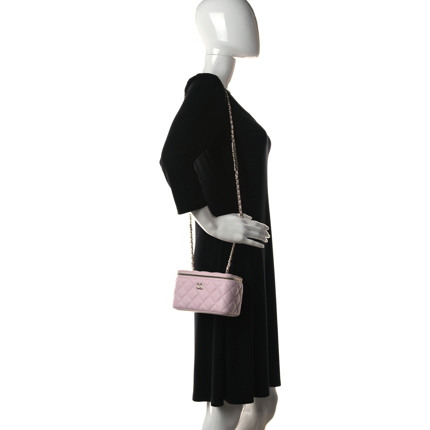 Chanel Caviar Quilted Small Tiny CC Vanity Case With Chain Light Pink 2 of 11