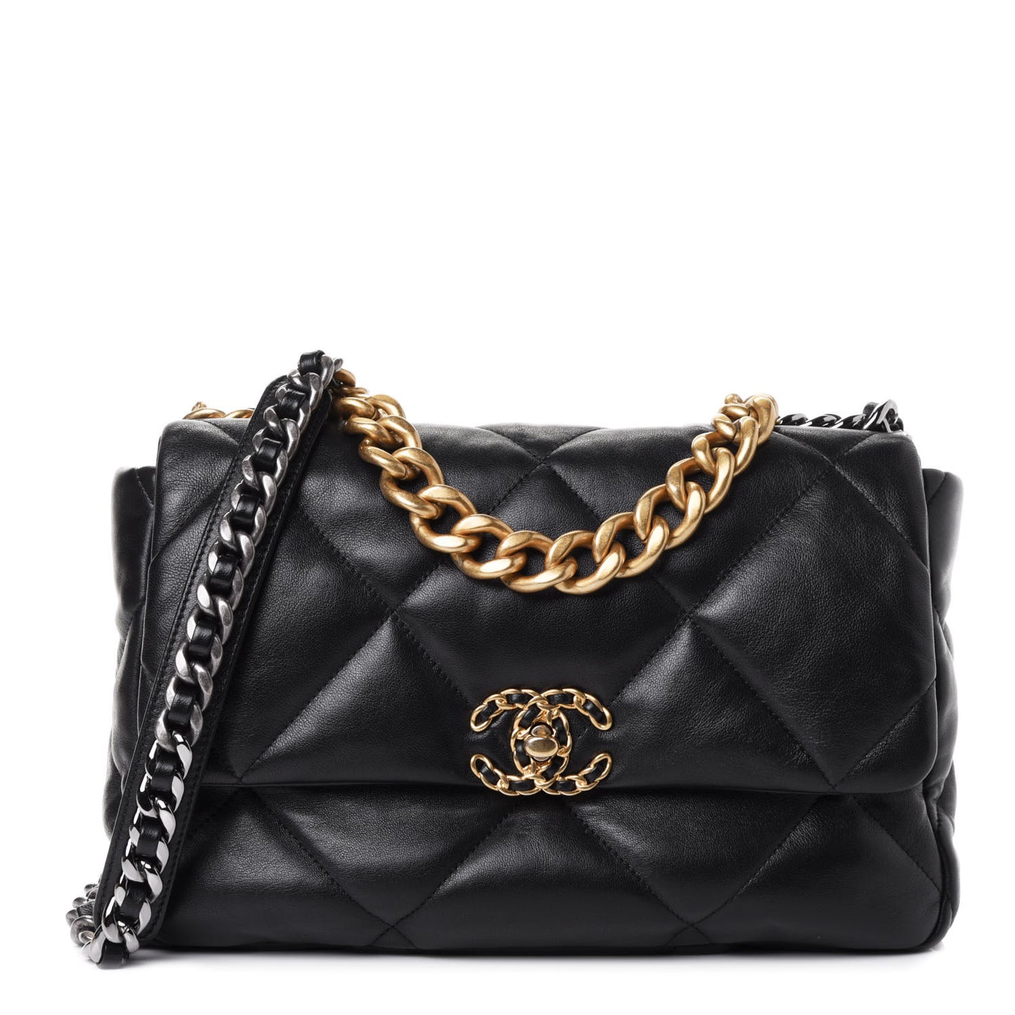 Lambskin Quilted Large Chanel 19 Flap Black
