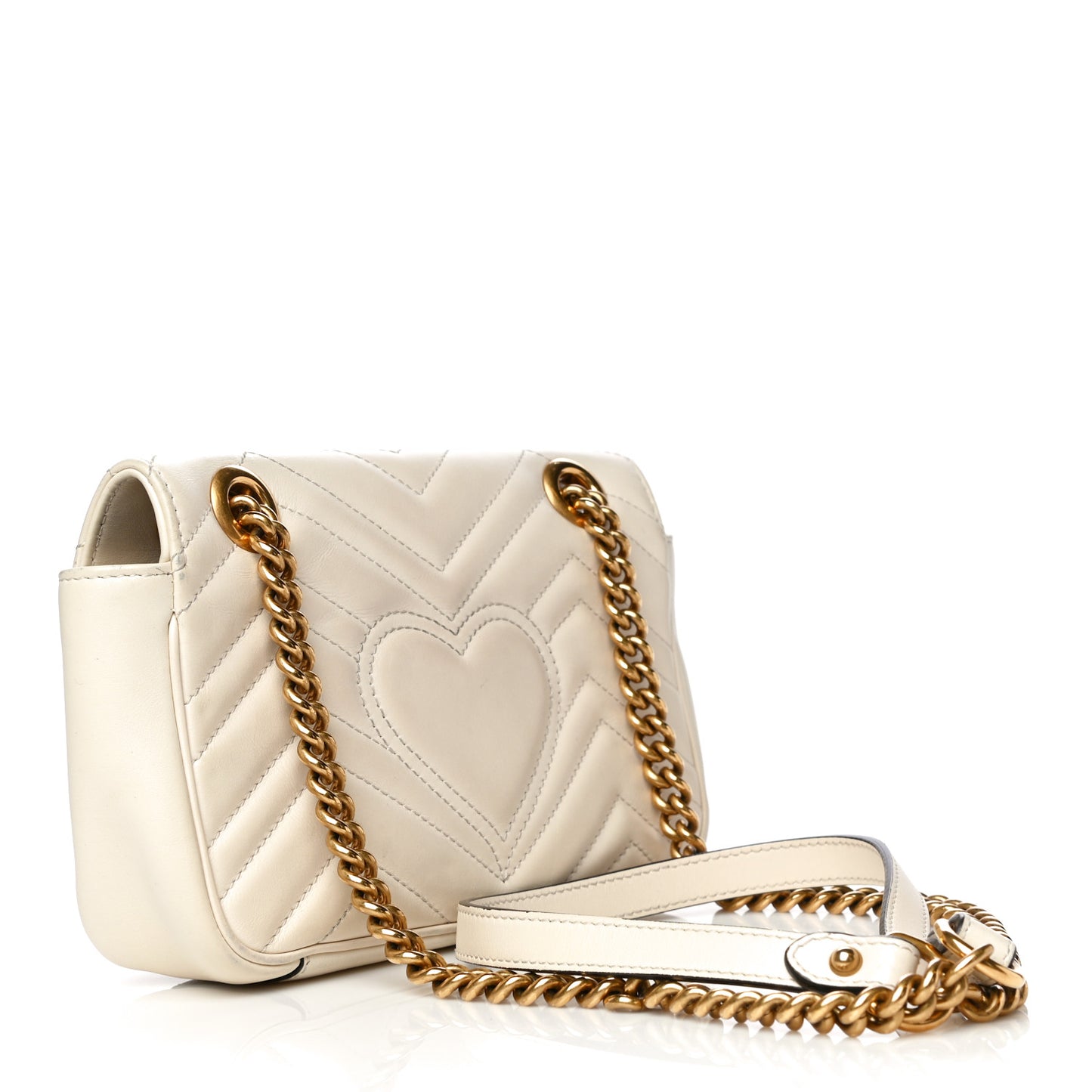 Calfskin Matelasse Mini GG Marmont Shoulder Bag White